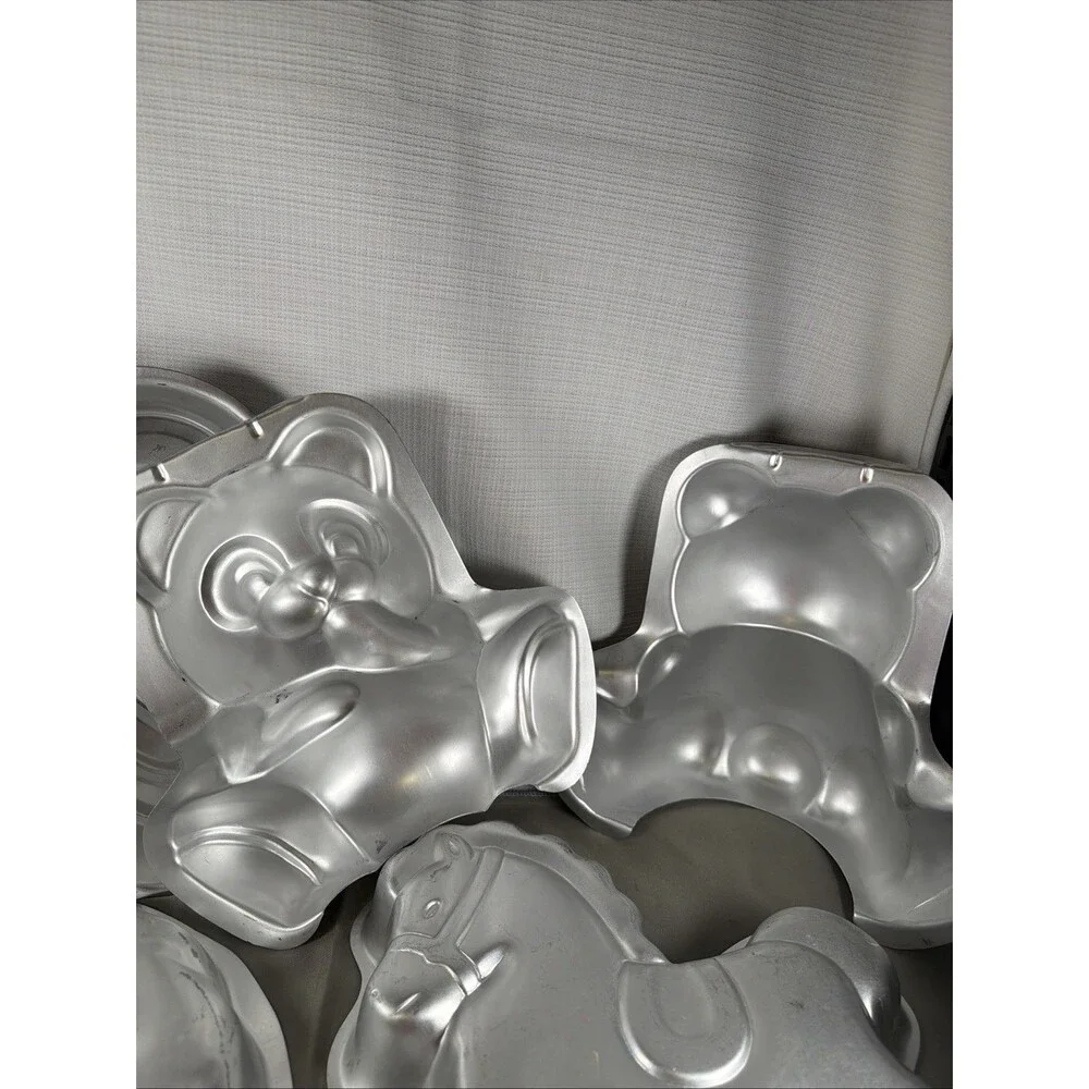 Vtg Wilton Character Cake Pan Lot (Set of 5) Lion, Horse, Bear, Butterfly, Train